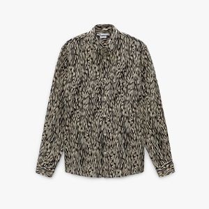 ZARA ANIMAL PRINT SHIRT RELAXED FIT, SPREAD COLLAR, LONG SLEEVES, BUTTONED CUFFS